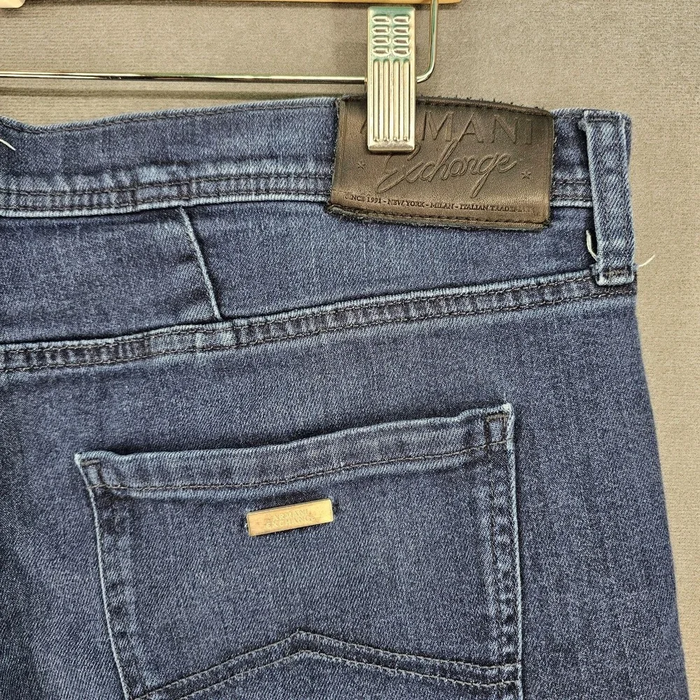 Armani Exchange J13 Jeans Mens 36x31 Blue Slim Straight Stretch Denim Pants